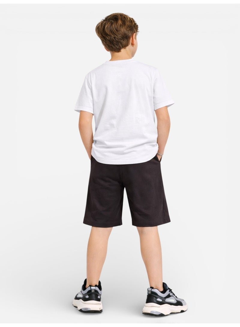 victor and jane Boys Dinosaur Graphic T-Shirt & Black Shorts Set - Image 2